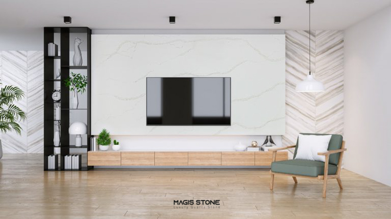 Đá nhân tạo gốc thạch anh được sử dụng cho nội thất phòng khách