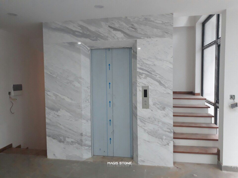 Đá nhân tạo marble ốp thang máy 