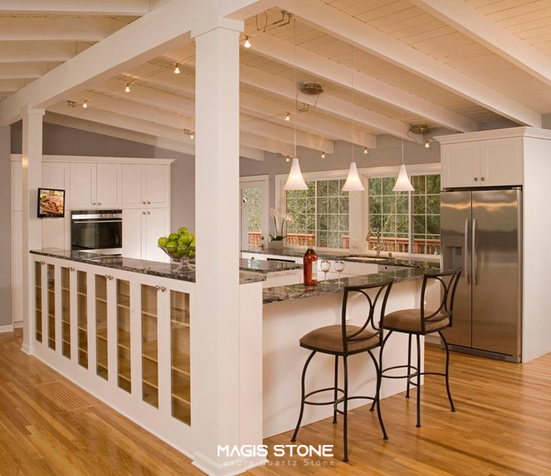 Quầy bar ngăn bếp với phòng khách